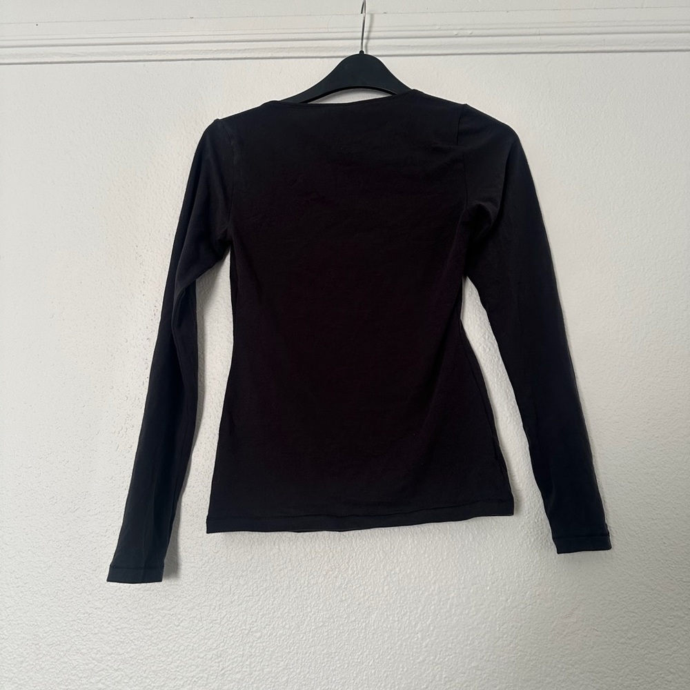 Skims Smooth Layers Square Neck Long Sleeve Obsidian Black Tee - Picture 5 of 5